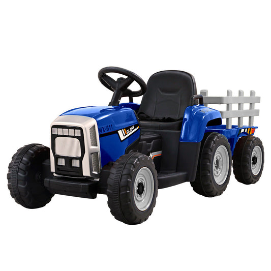 Rigo Kids Electric 12v Farm Tractor Trailer Ride-On Kids Car - Blue